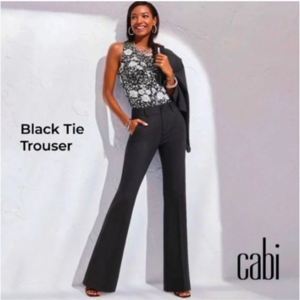 CAbi Black Tie Dress Pants Womens 16 Ponte Knit Black Office Work Trousers #6042